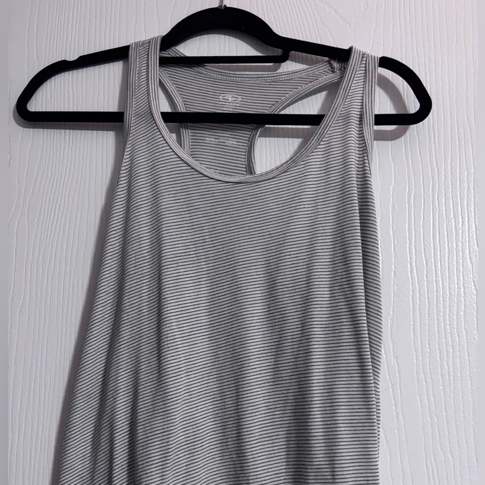Athletic Works Striped Racerback Tank Top - Light Gray